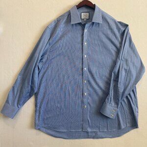 Charles Tyrwhitt Shirt Mens XXXL Blue/White Dress Button Up Classic Fit Non Iron
